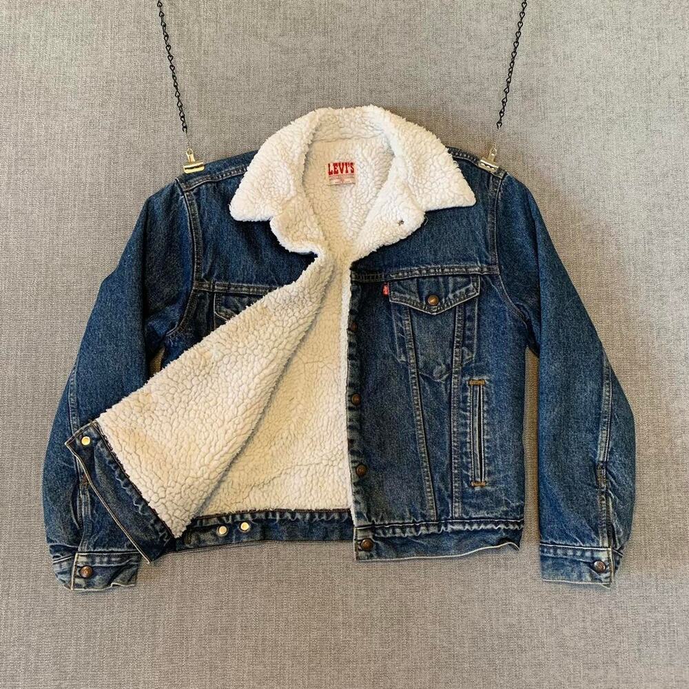 Vintage 70s Levi's Sherpa Trucker denim Jacket San Francisco - Picture 2 of 8
